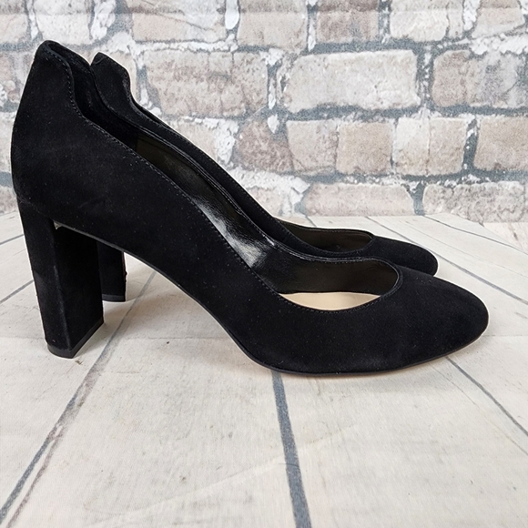 Nine West Journa Closed Toe Suede Classic Pump Heel Black Size 8 1/2 - Picture 2 of 12